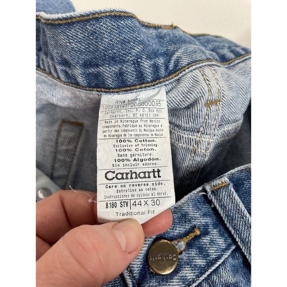 Carhartt Men’s Jeans 44X30, Blue Traditional Fit Denim, B180 STW, Logo - Picture 3 of 13